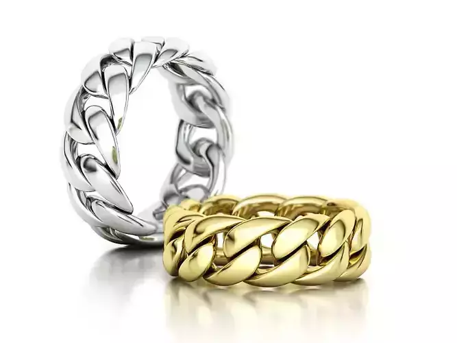 Cuban Link Chain Ring Heavy 9mm wide stackable Ring 3D print model