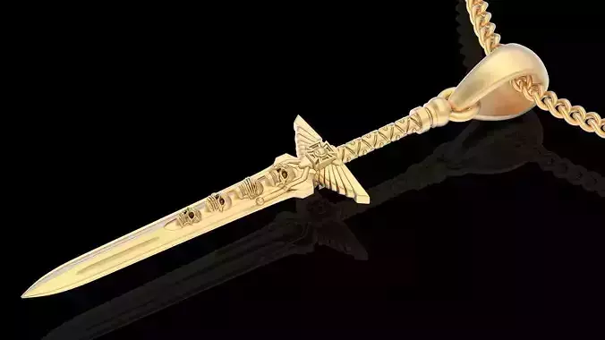 Skull sword pendant silver gold printable jewelry 3D model