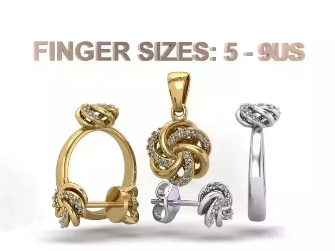 Jewelry Diamond Set Love Knot S 0045