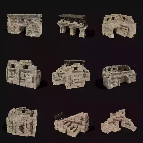 CASTLE RUIN WALLS TOWER WALL WATCHTOWER CONSTRUCTION COLLECTION