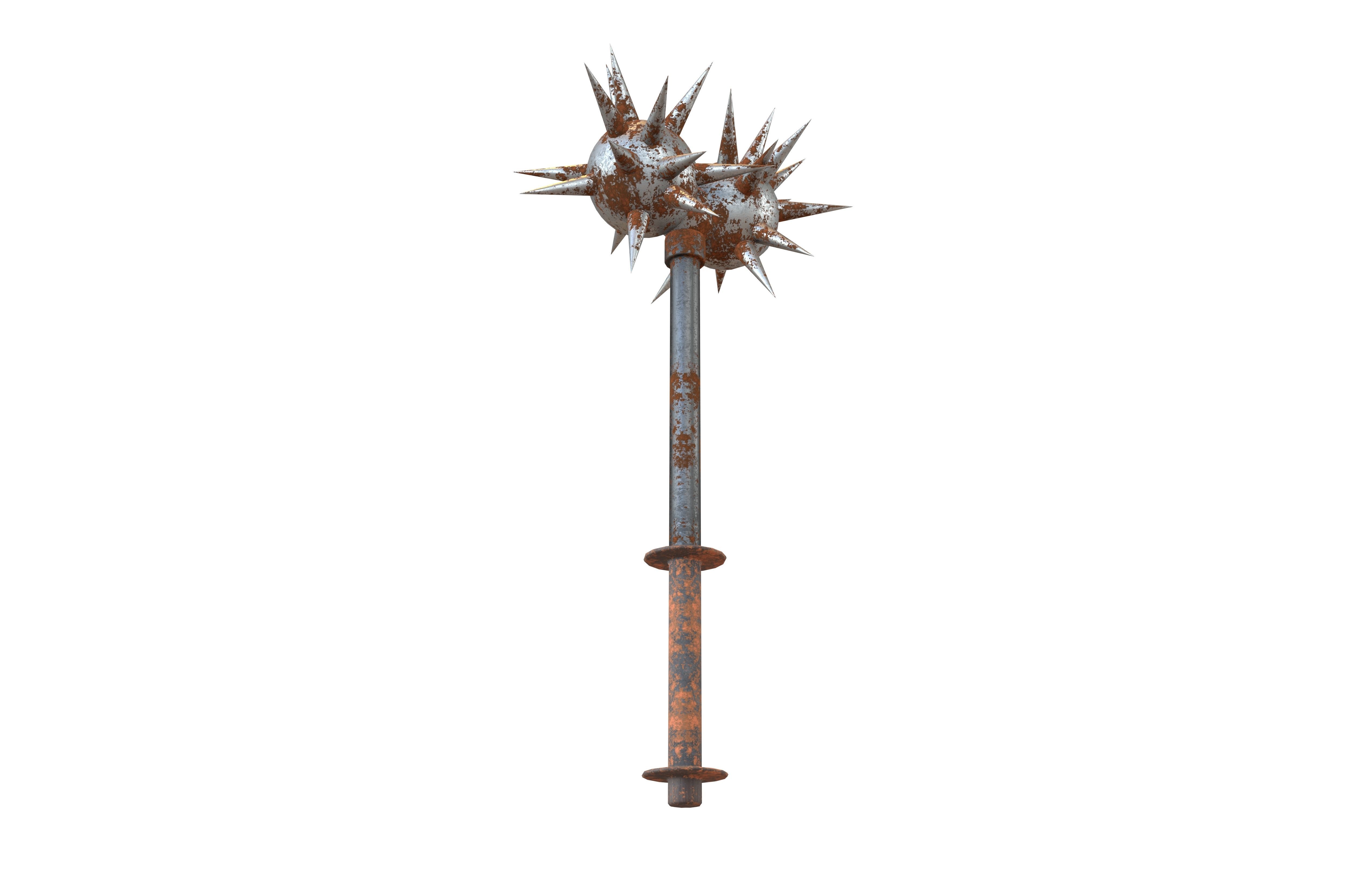 Morning Star Weapon v2 008 Low-poly 3D model_3