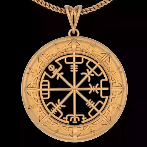 Viking compass pendant silver gold printable jewelry 3D model
