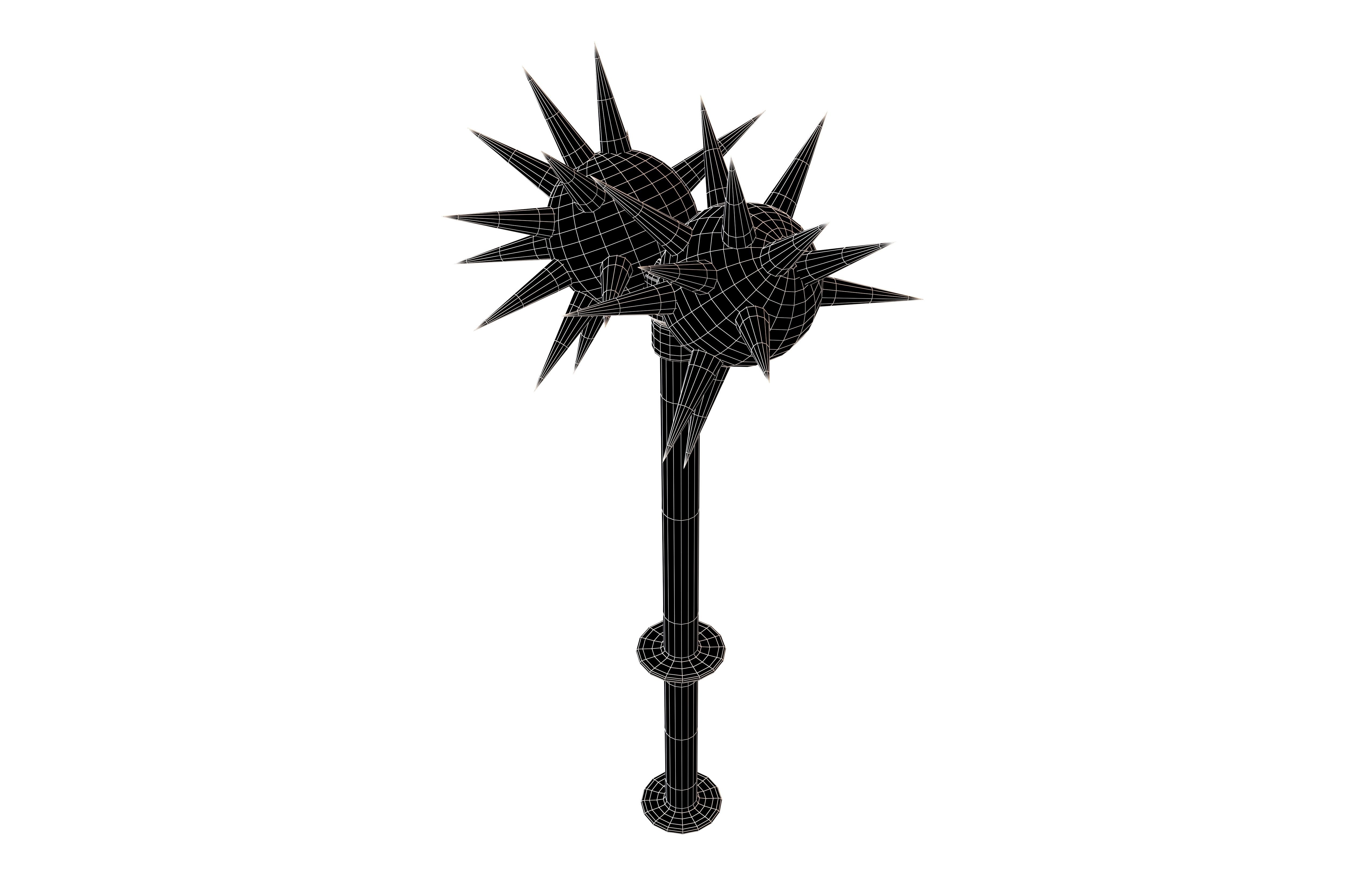 Morning Star Weapon v2 010 Low-poly 3D model_4