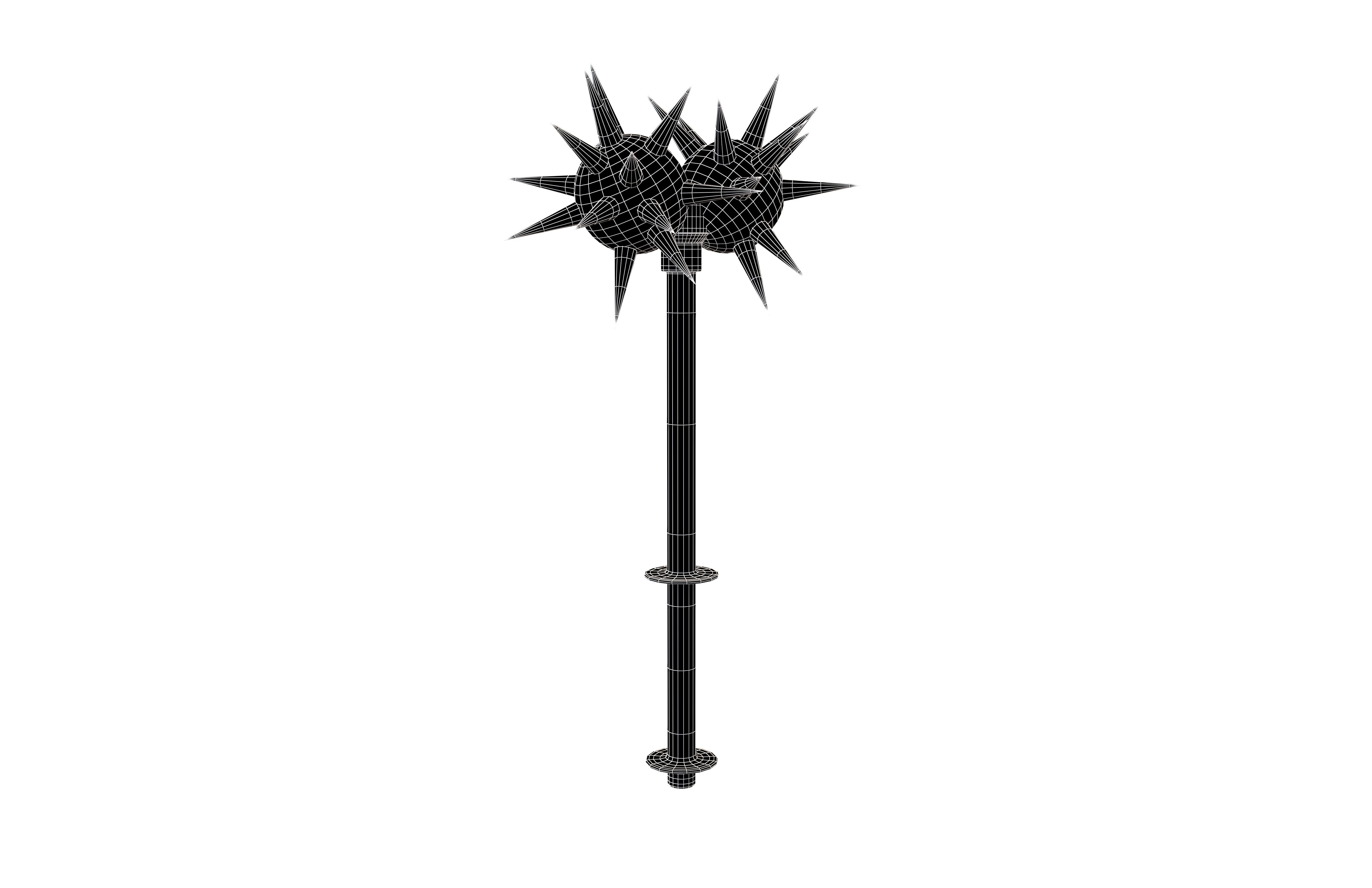 Morning Star Weapon v2 010 Low-poly 3D model_6