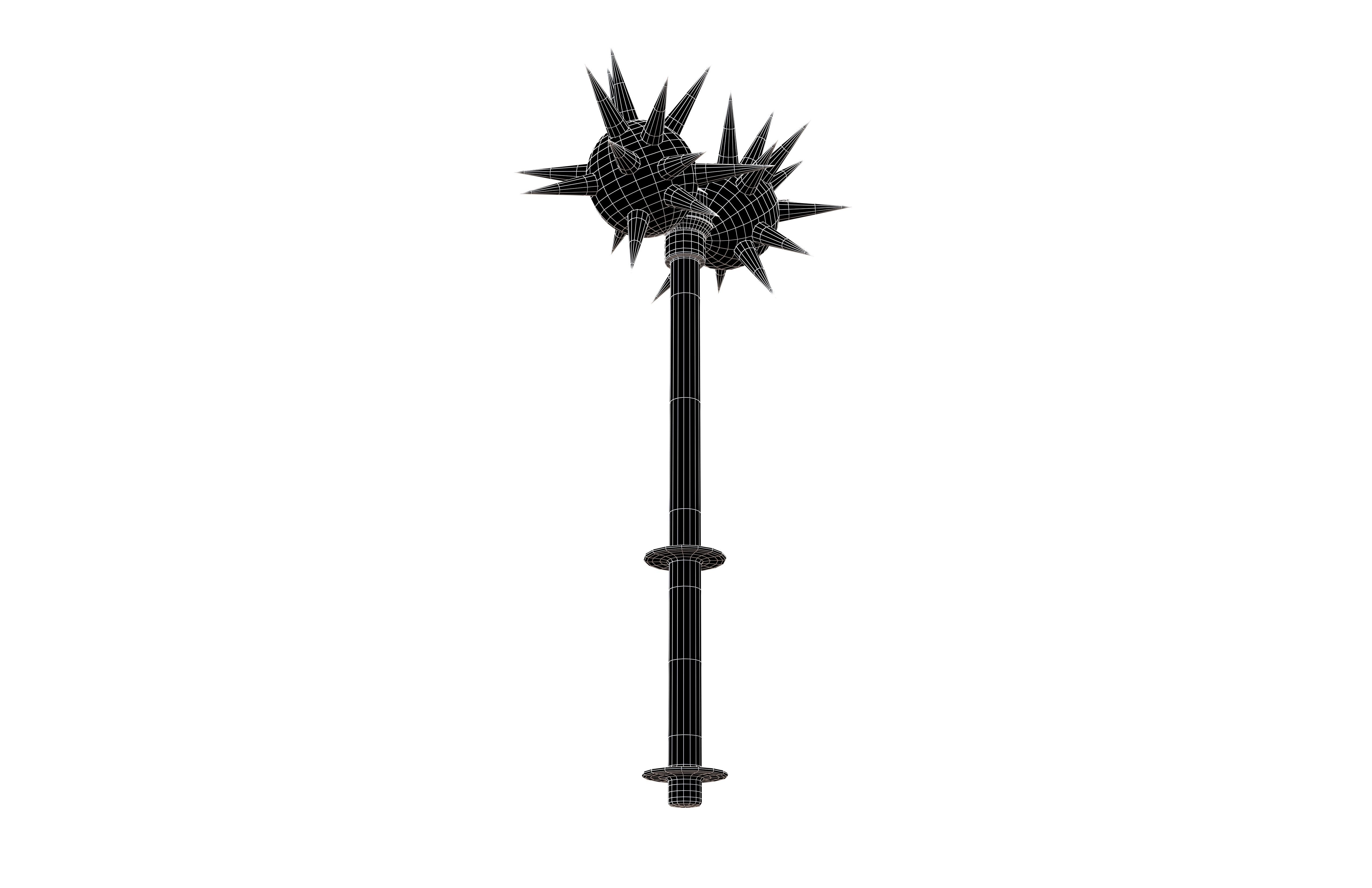 Morning Star Weapon v2 010 Low-poly 3D model_7