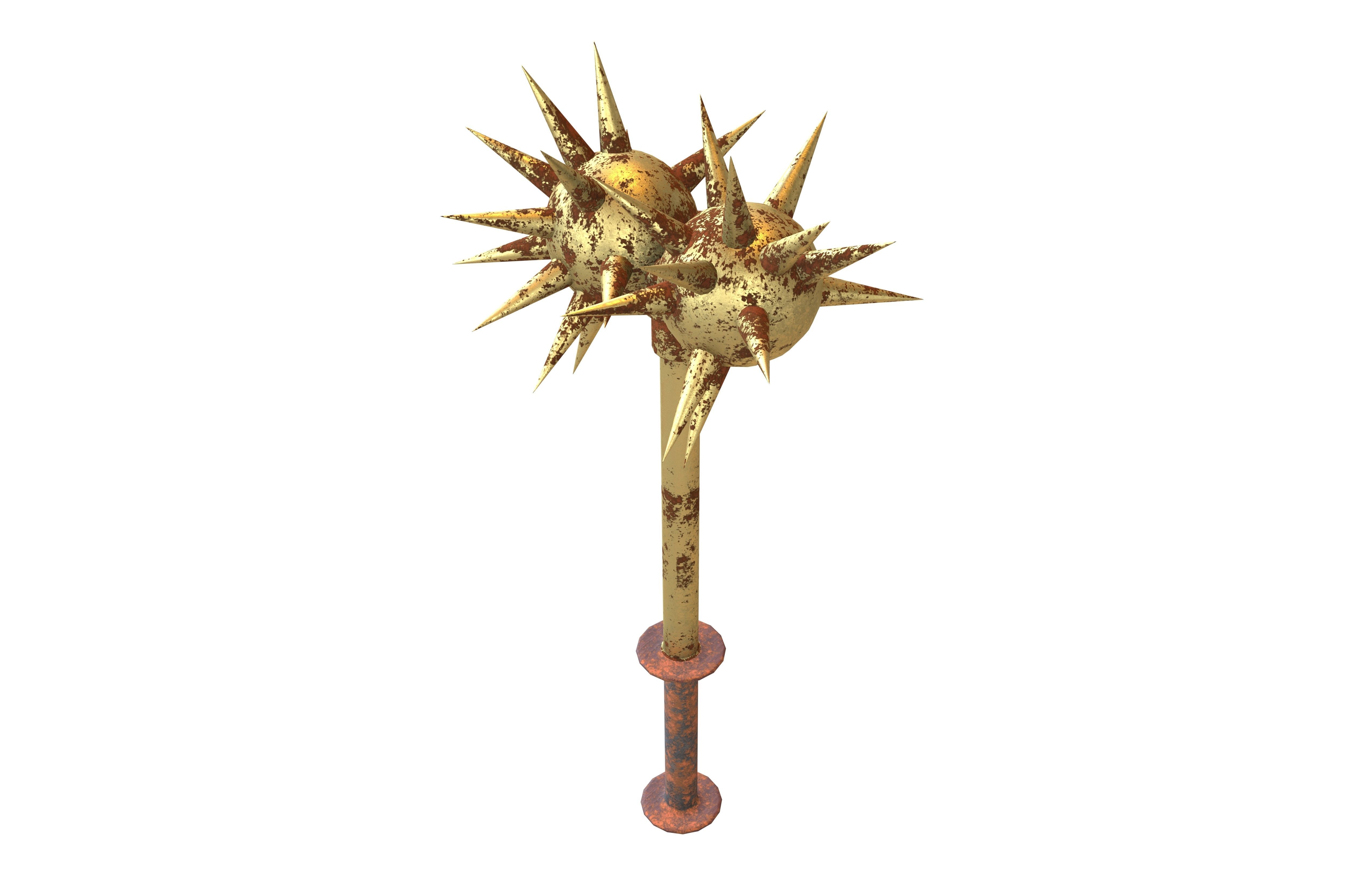 Morning Star Weapon v2 010 Low-poly 3D model_2