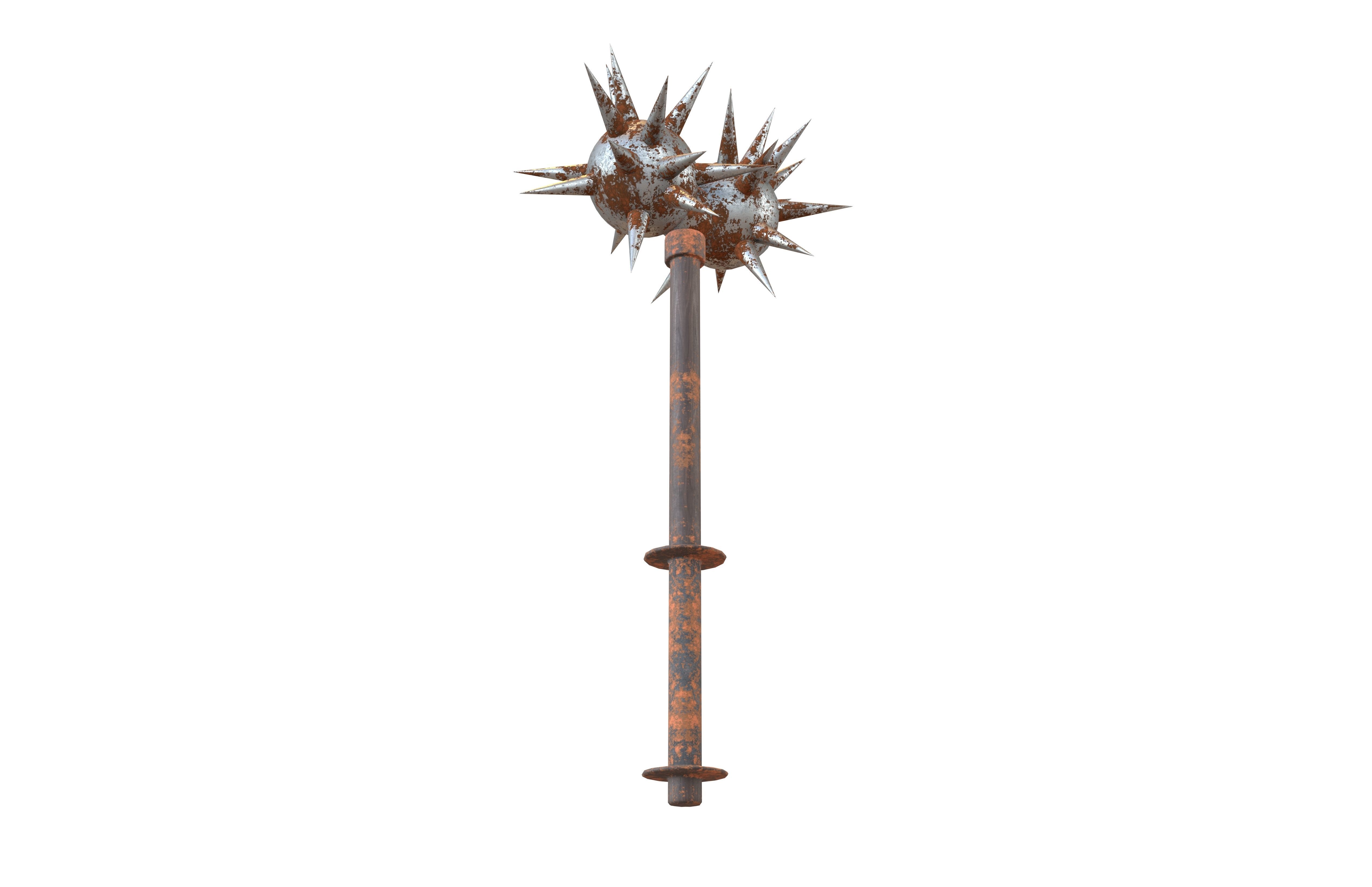 Morning Star Weapon v2 012 Low-poly 3D model_3