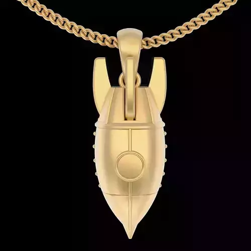 Rocket pendant silver gold printable jewelry 3D model