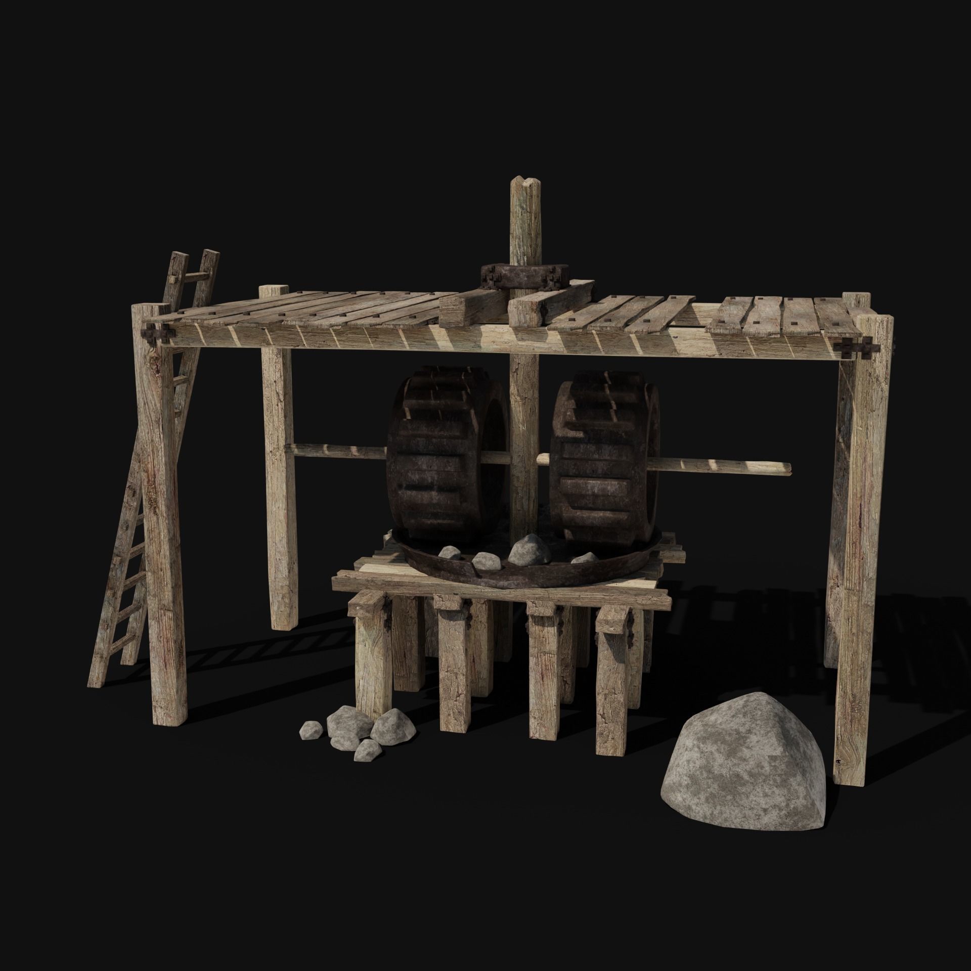 QUARRY MINE MACHINES CONSTRUCTION TOOL MACHINERY COLLECTION Low-poly 3D model_15