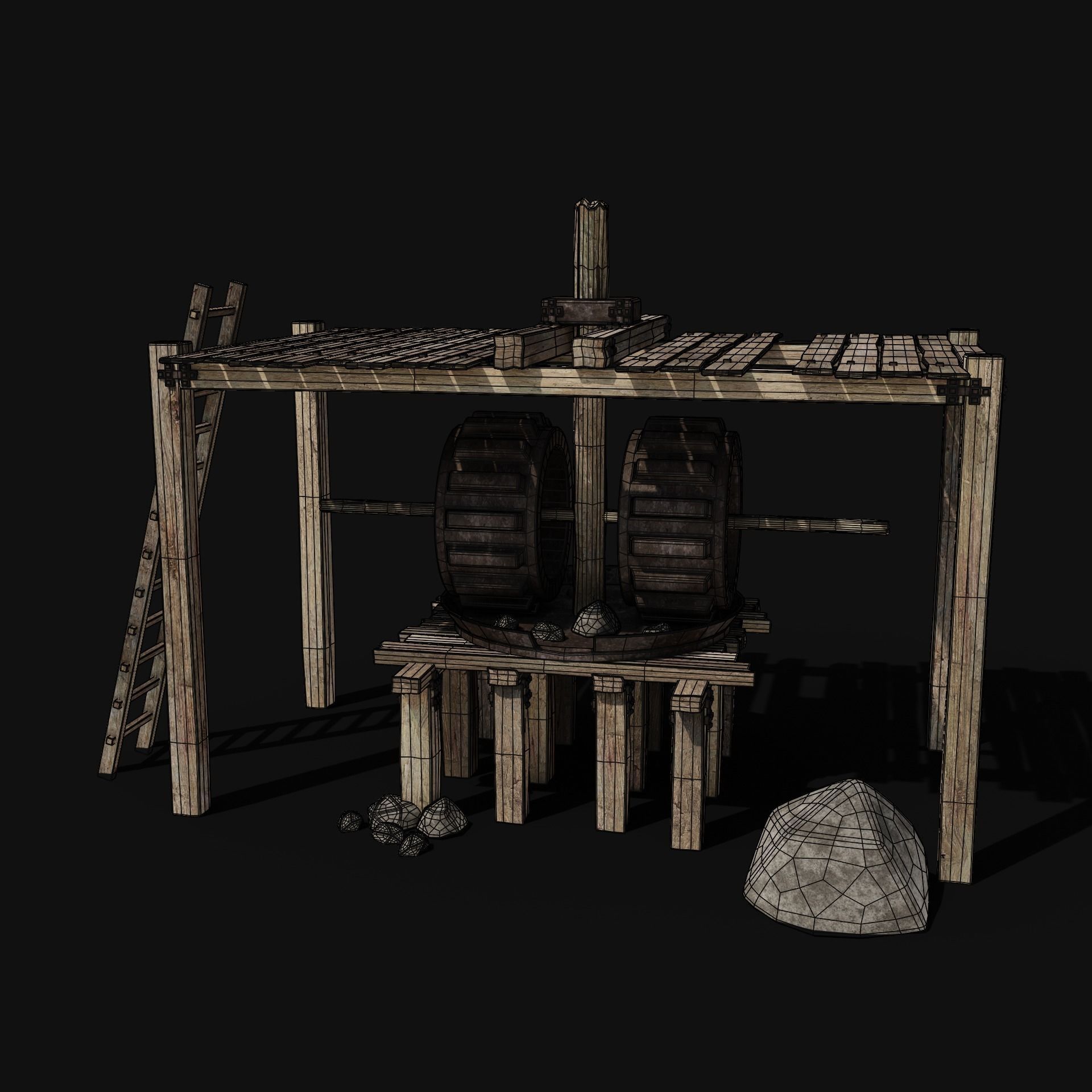 QUARRY MINE MACHINES CONSTRUCTION TOOL MACHINERY COLLECTION Low-poly 3D model_16