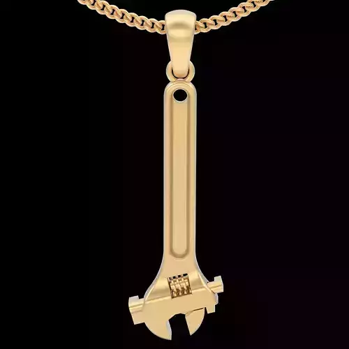 Wrench pendant silver gold printable jewelry 3D model