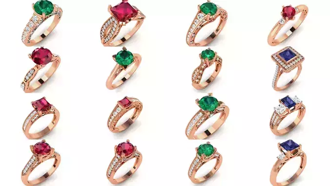 110 Women Solitaire Ring 3dm render details 3D Model Collection