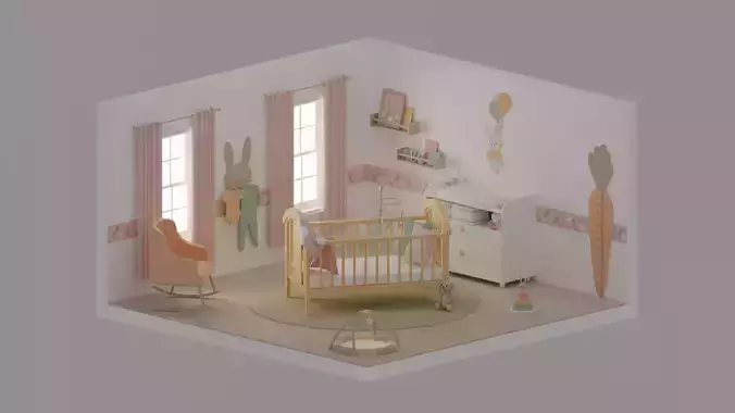 Baby room Low-poly 3D model