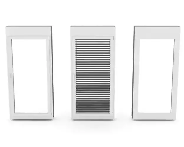 Window - french window with blinds down - Full wall section