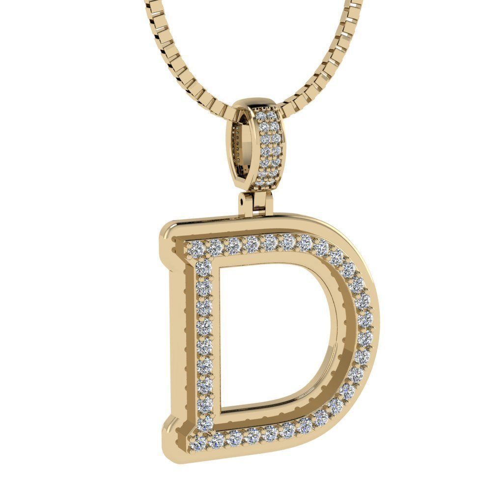 Alphabet Diamond pendant D 3D print model_7