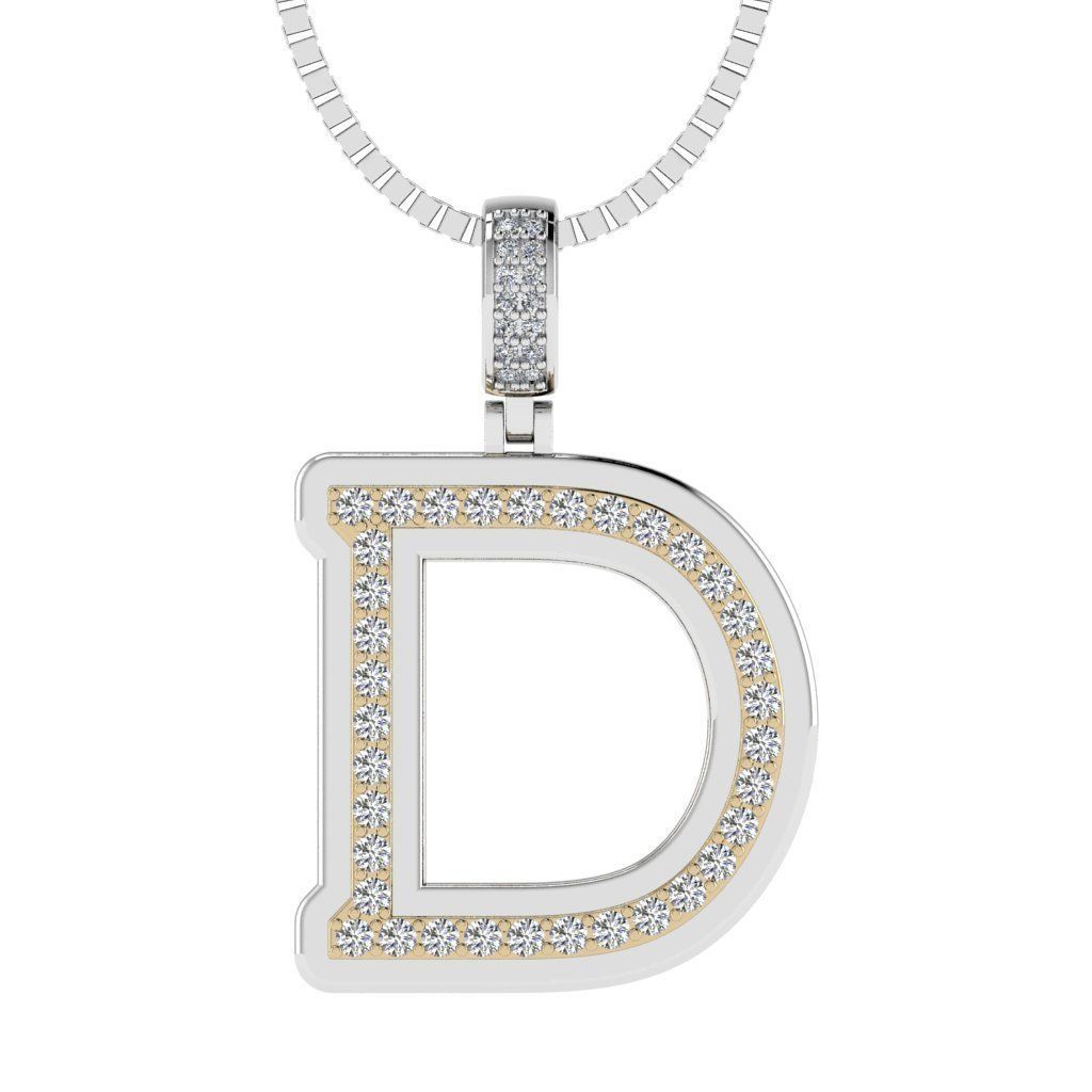 Alphabet Diamond pendant D 3D print model_16