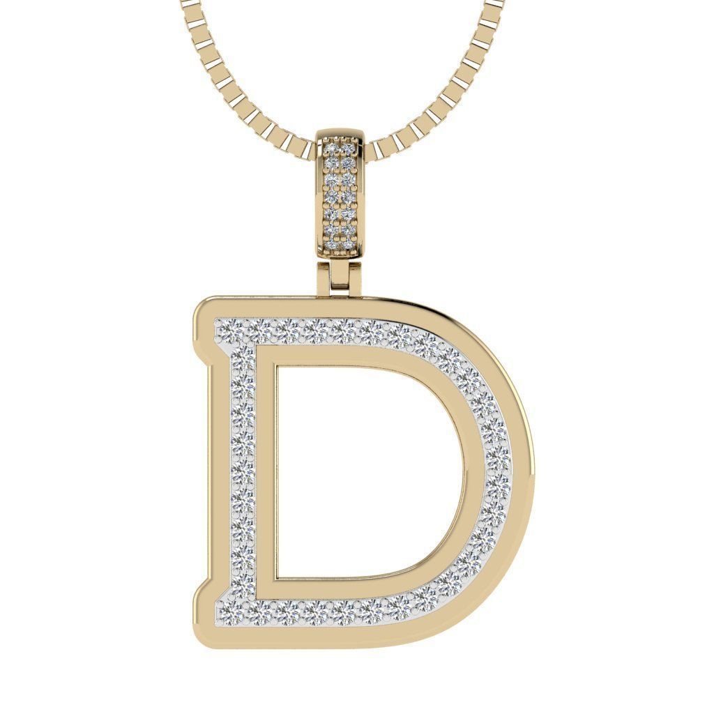 Alphabet Diamond pendant D 3D print model_13
