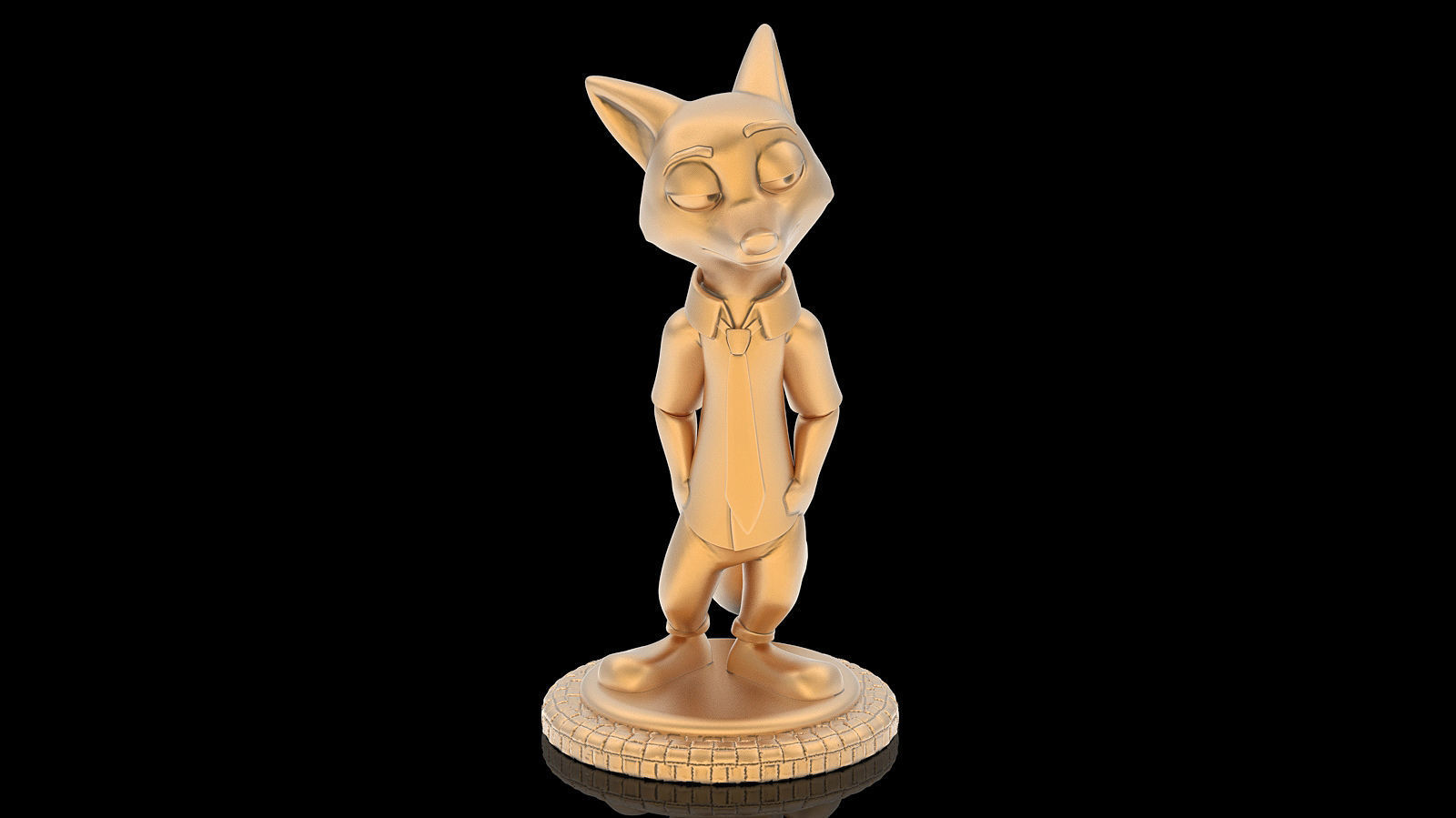 Nick Wilde Zootopia statue silver gold printable 3D model 3D print model_1