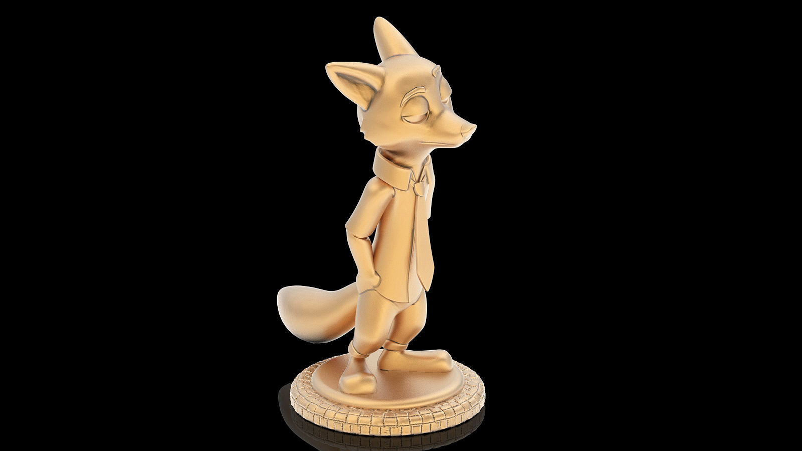 Nick Wilde Zootopia statue silver gold printable 3D model 3D print model_2