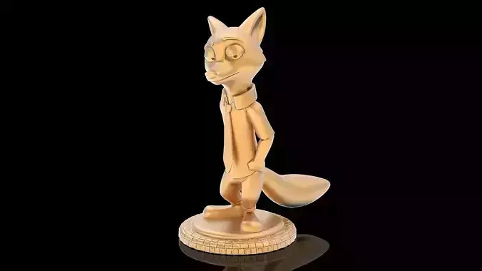 Nick Wilde Zootopia statue silver gold printable  3D model 3D print model