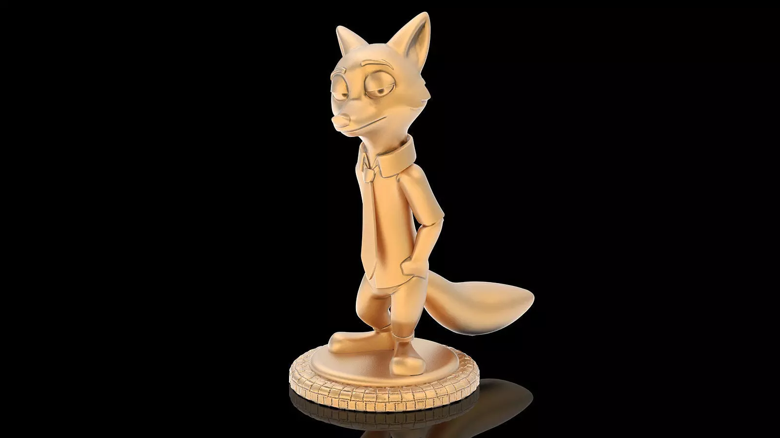 Nick Wilde Zootopia statue silver gold printable 3D model 3D print model_0
