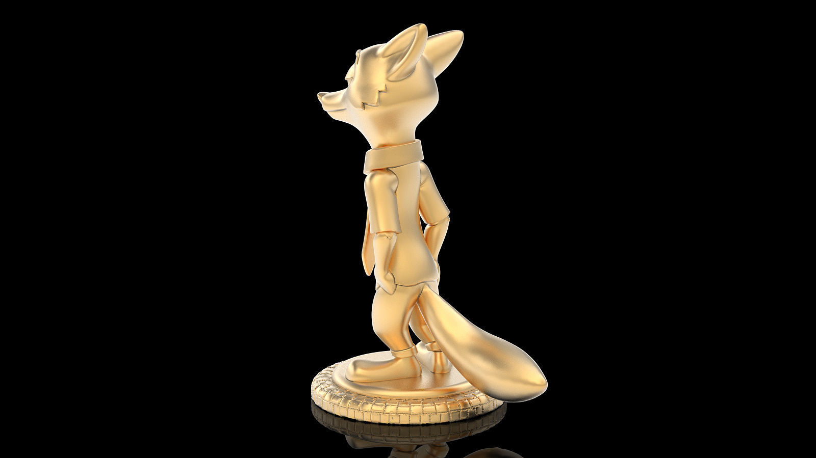 Nick Wilde Zootopia statue silver gold printable 3D model 3D print model_4