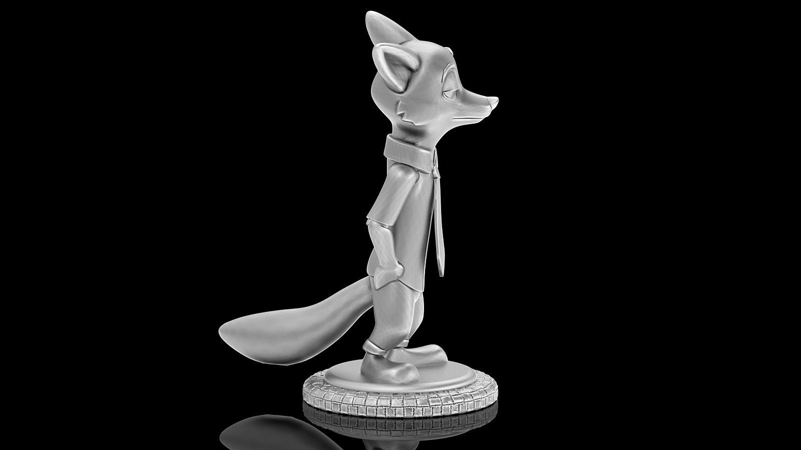 Nick Wilde Zootopia statue silver gold printable 3D model 3D print model_3