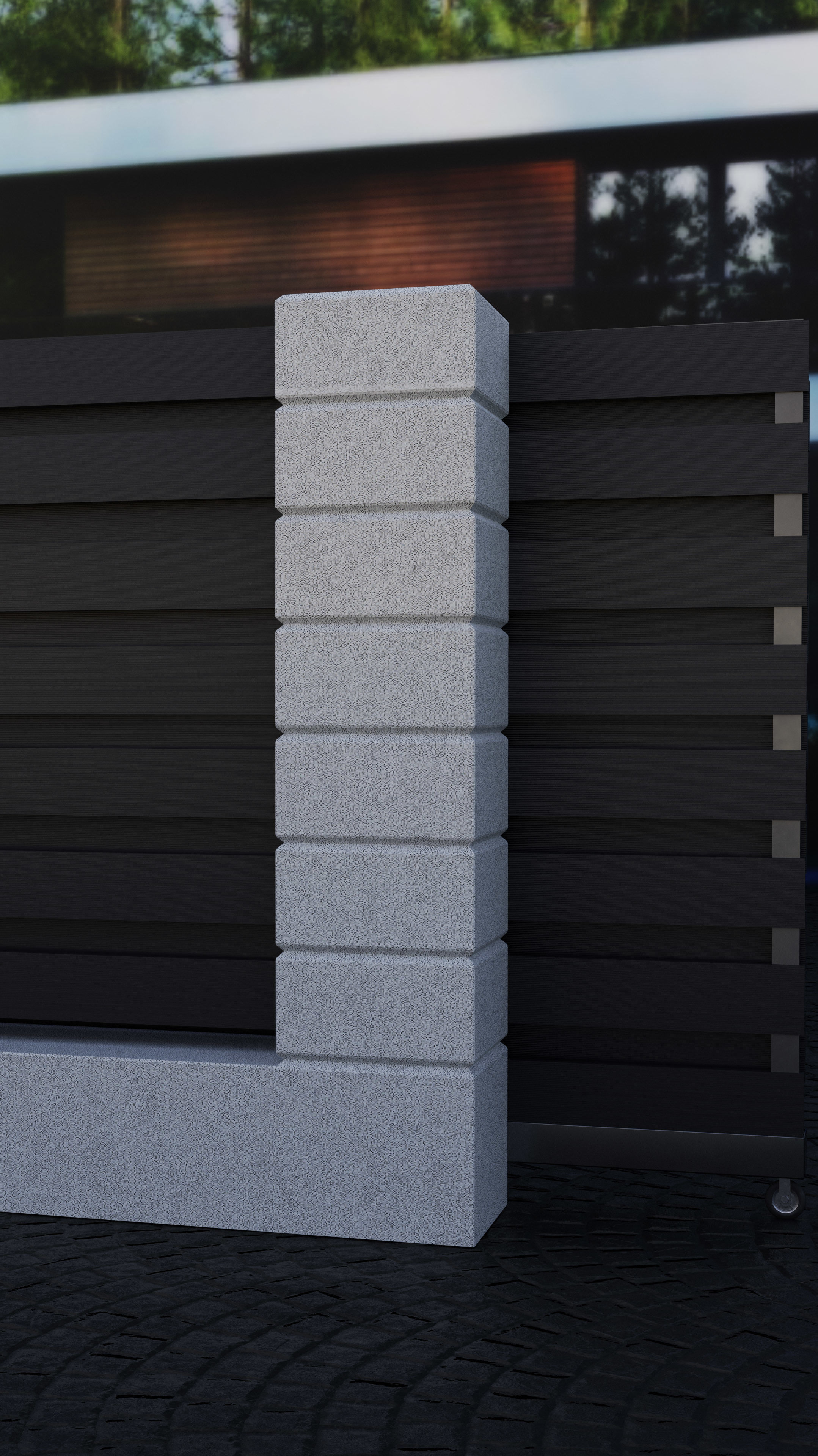 Modern Fence 3D model_2