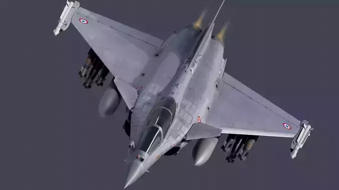 Dassault Rafale C - Fully Rigged - with high resolution Textures Low-poly 3D model