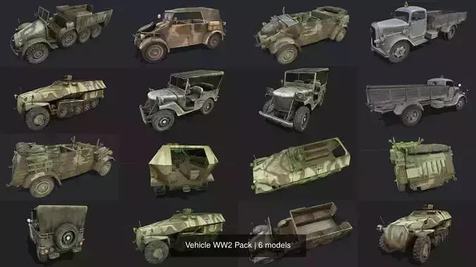 Vehicle WW2 Pack 3D Model Collection