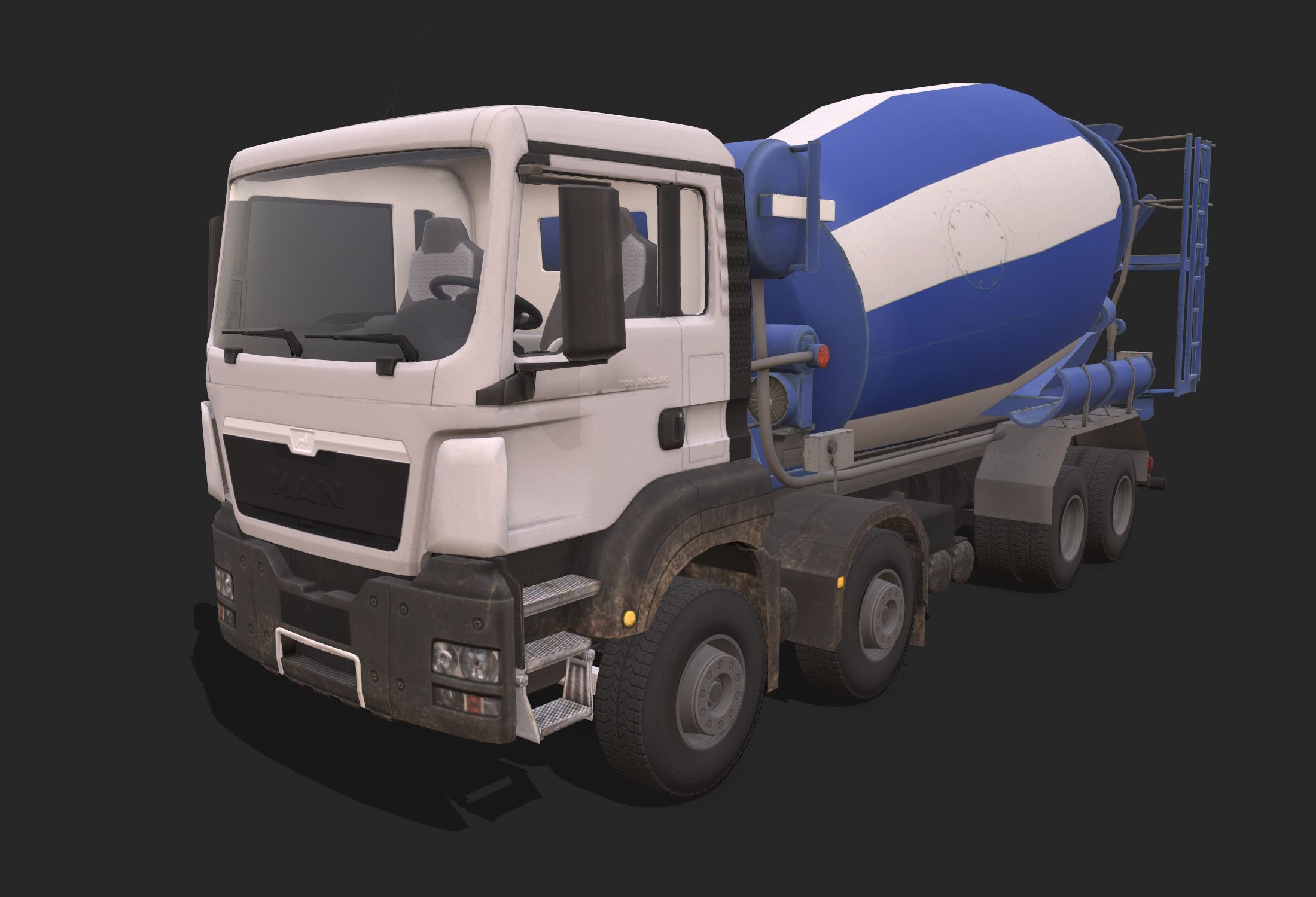 Concrete Mixer Low-poly 3D model_1