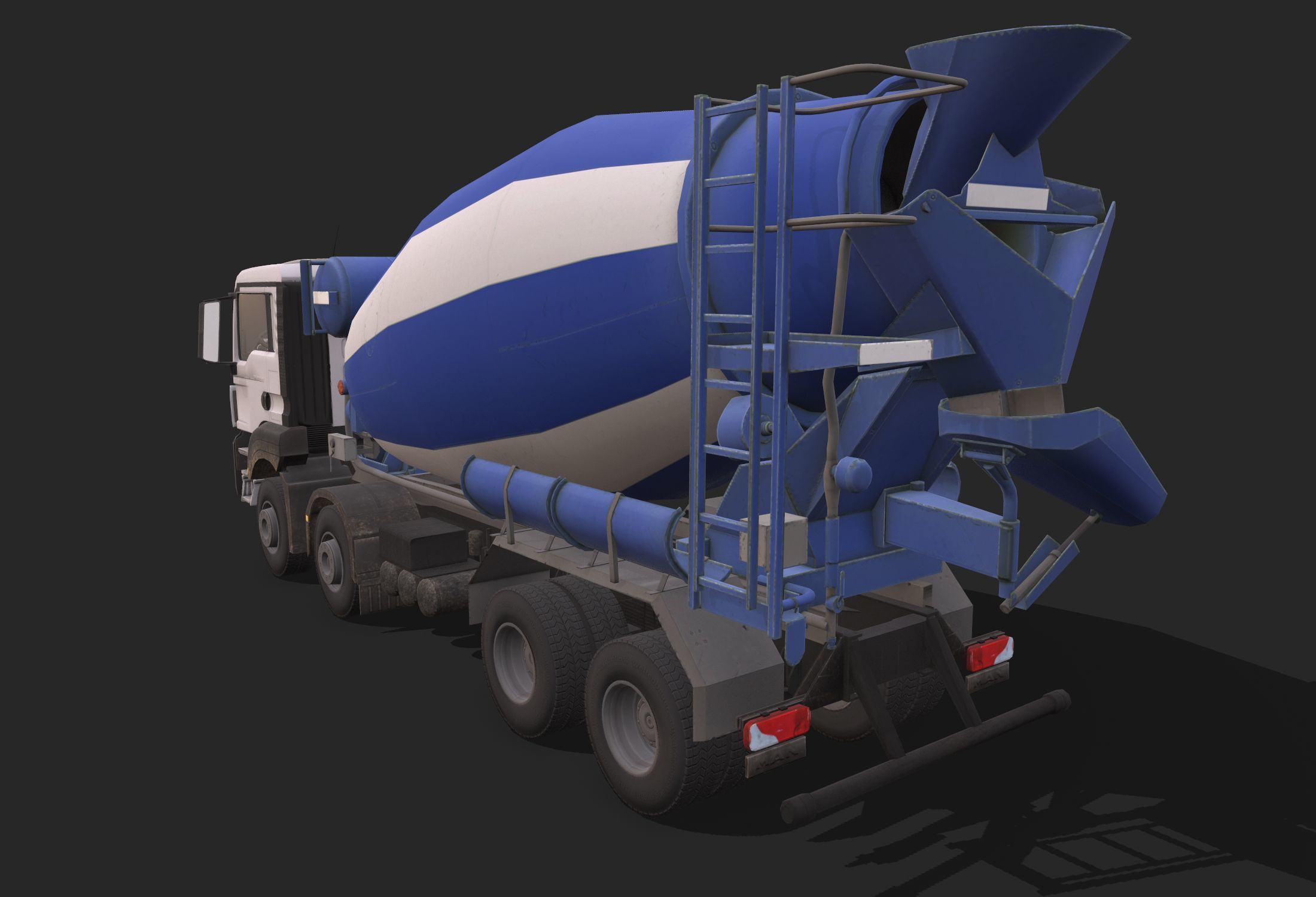 Concrete Mixer Low-poly 3D model_5