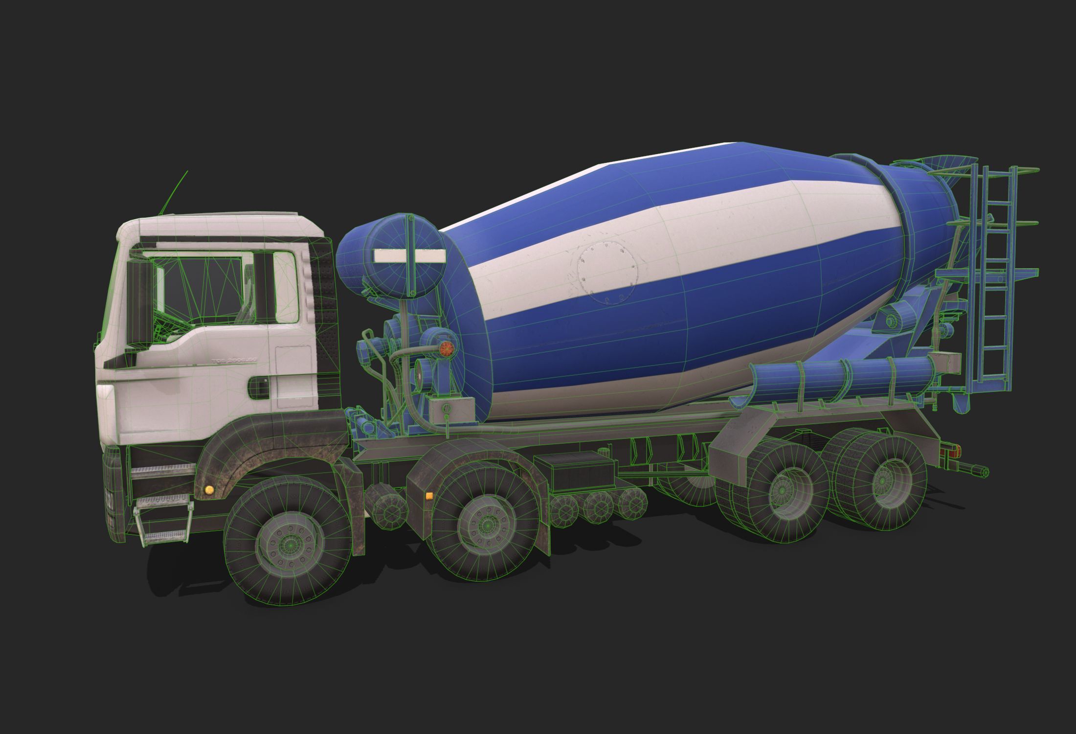 Concrete Mixer Low-poly 3D model_8
