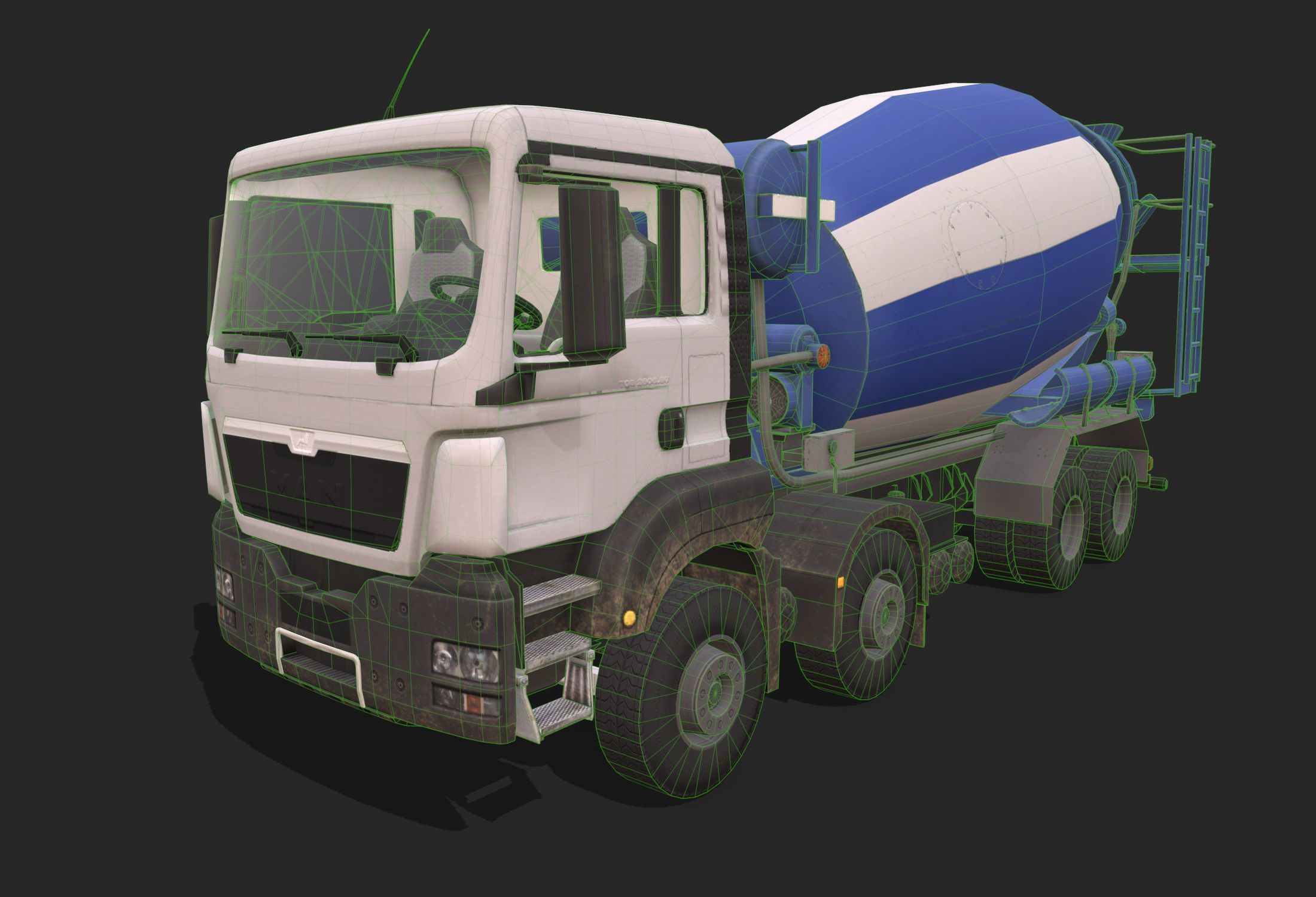 Concrete Mixer Low-poly 3D model_6