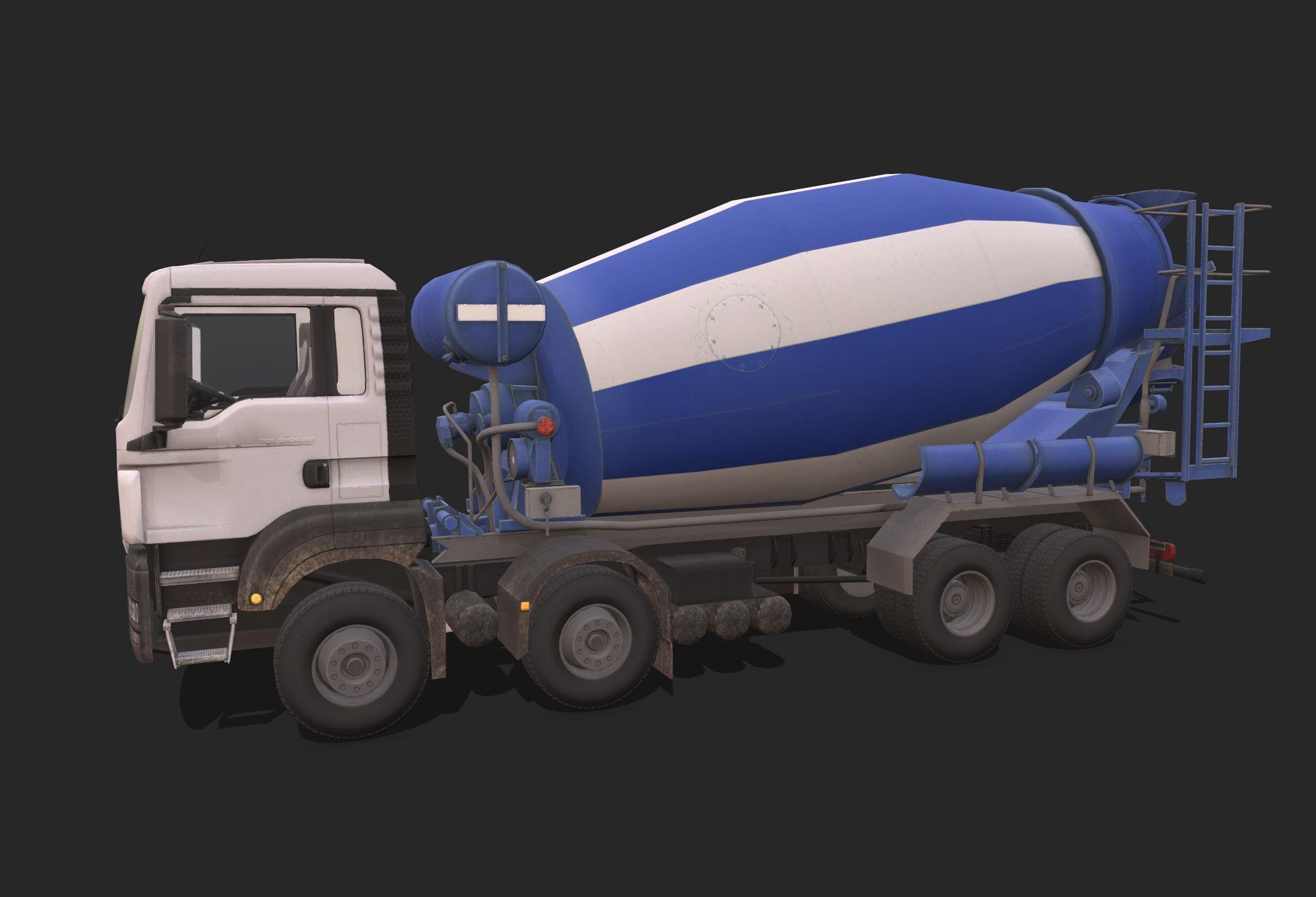 Concrete Mixer Low-poly 3D model_3
