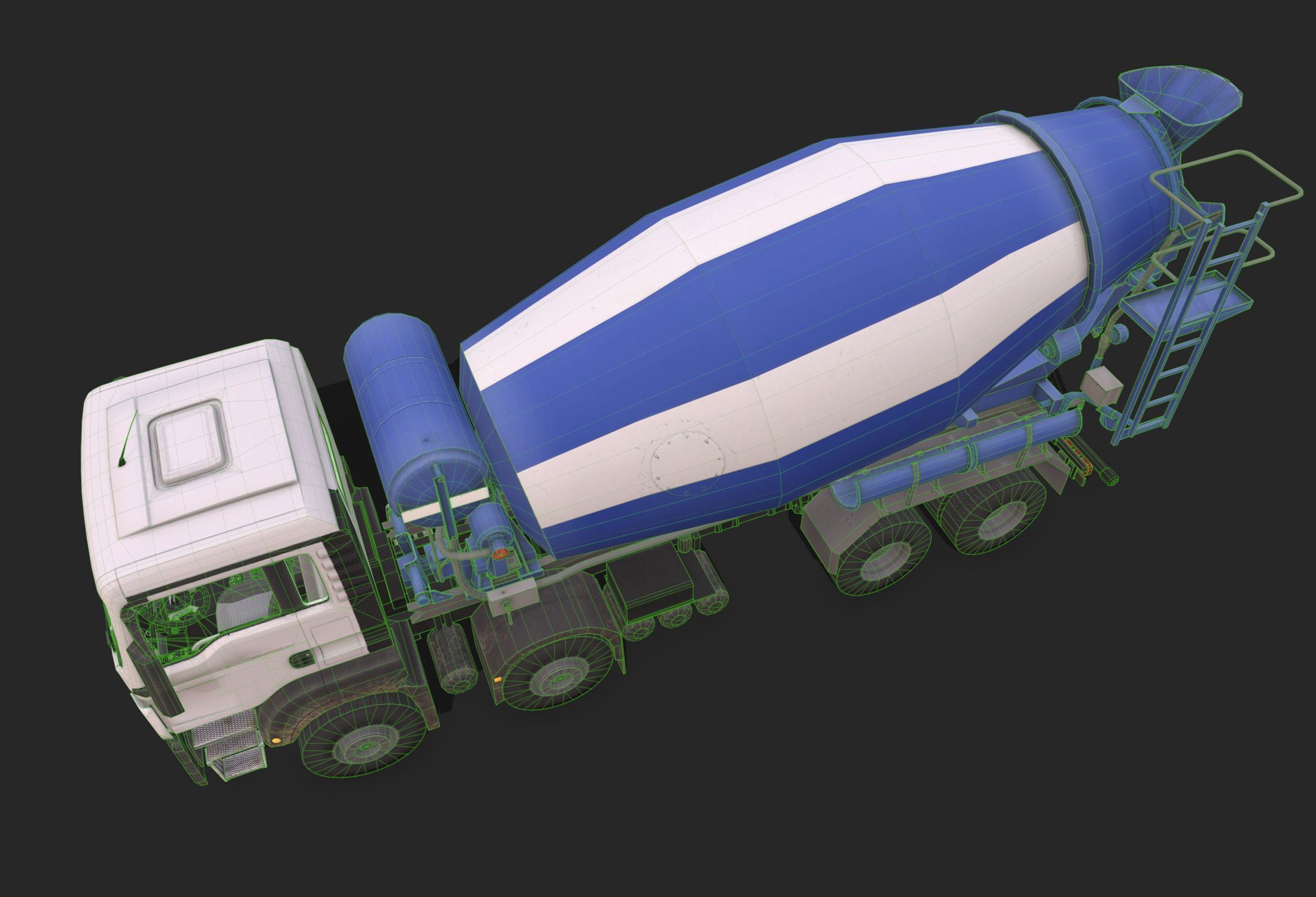 Concrete Mixer Low-poly 3D model_9