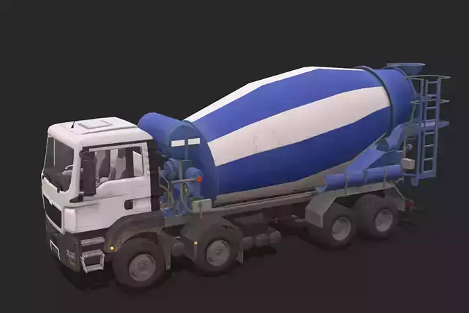 Concrete Mixer Low-poly 3D model