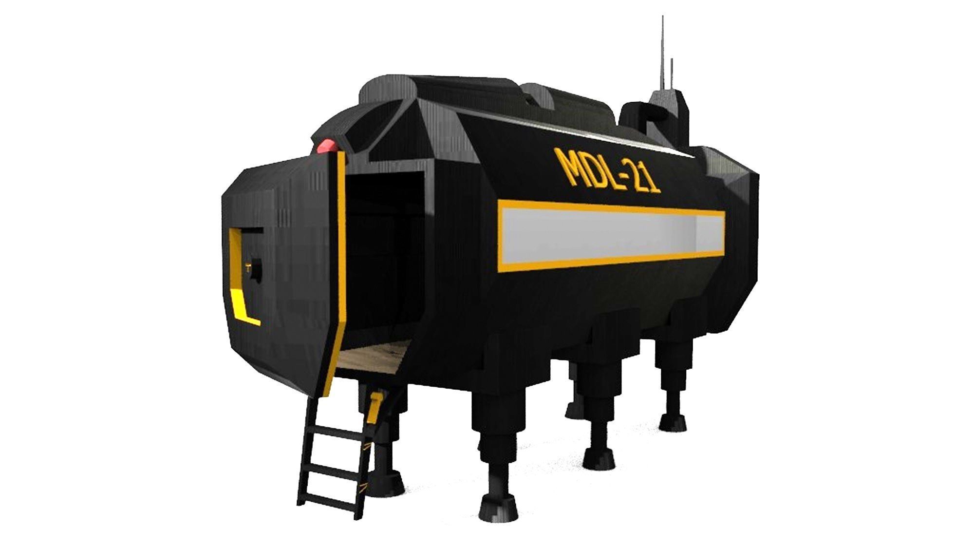 cryo capsule module life station Low-poly 3D model_4