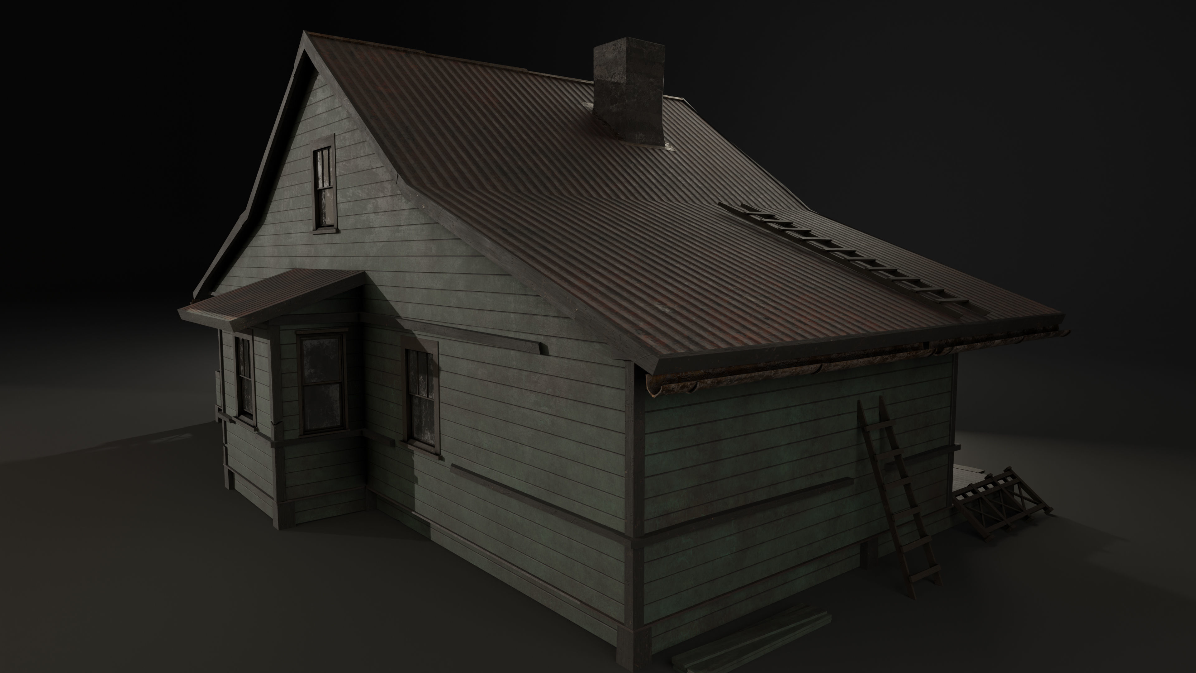American House for game projects Low-poly 3D model_6