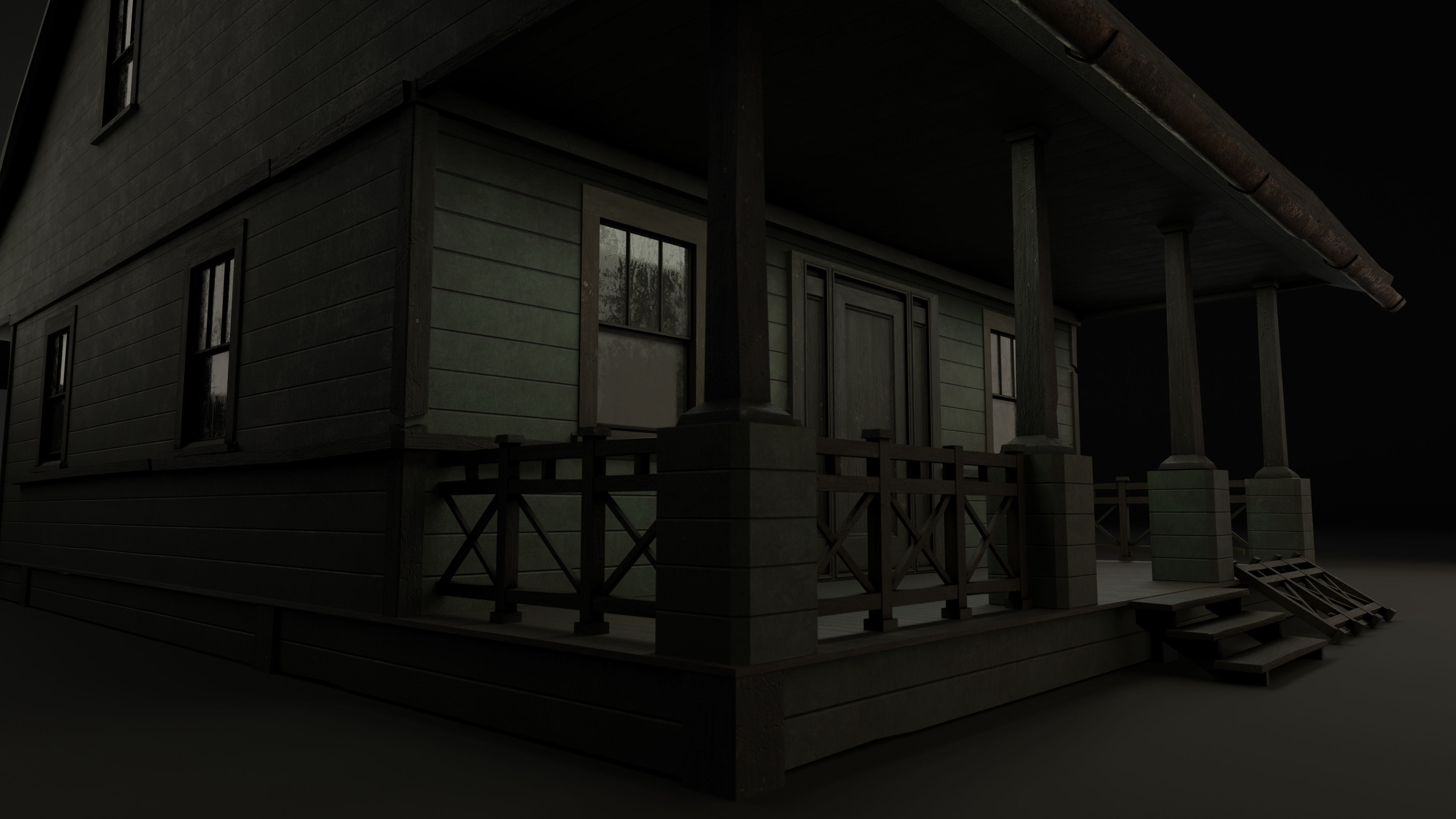 American House for game projects Low-poly 3D model_7