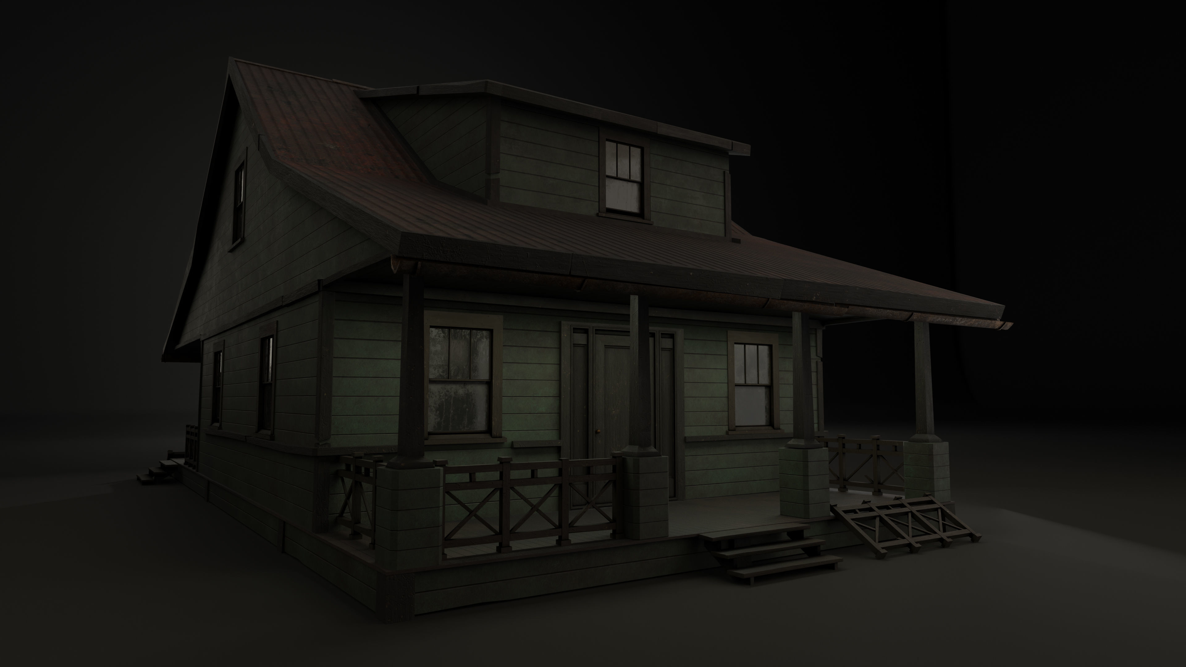 American House for game projects Low-poly 3D model_8