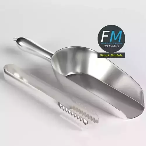 Ice scoop and tongs 3D model