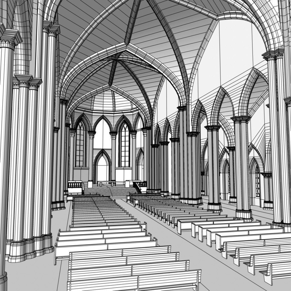 Church Low-poly 3D model_32