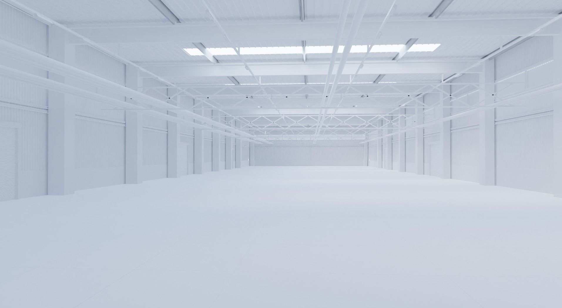 Hangar warehouse interior industrial building for visualization 3D model_3