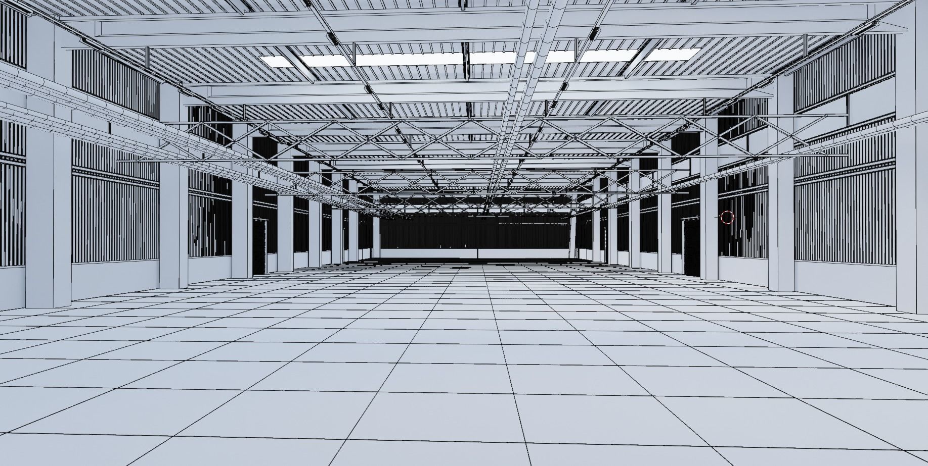 Hangar warehouse interior industrial building for visualization 3D model_2