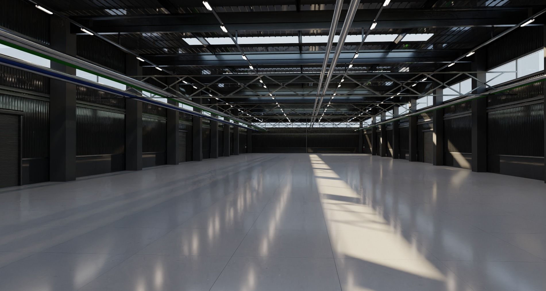 Hangar warehouse interior industrial building for visualization 3D model_1