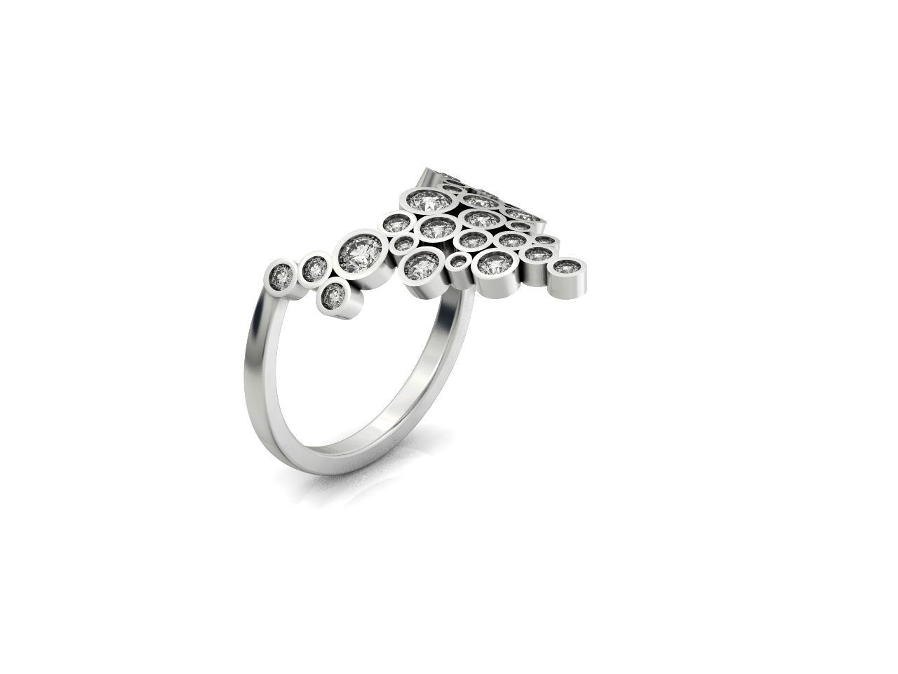 Geometric diamond bubbles ring 2722 3D print model_25