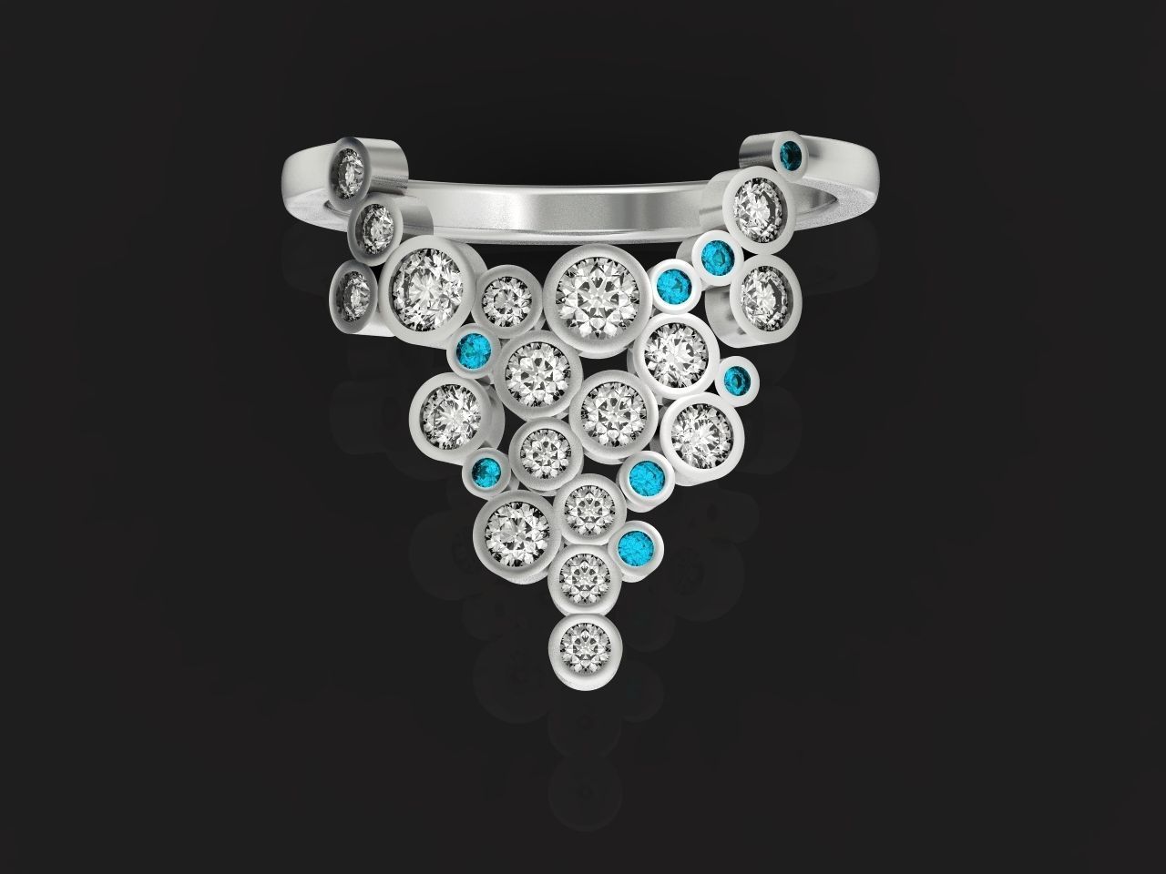 Geometric diamond bubbles ring 2722 3D print model_14