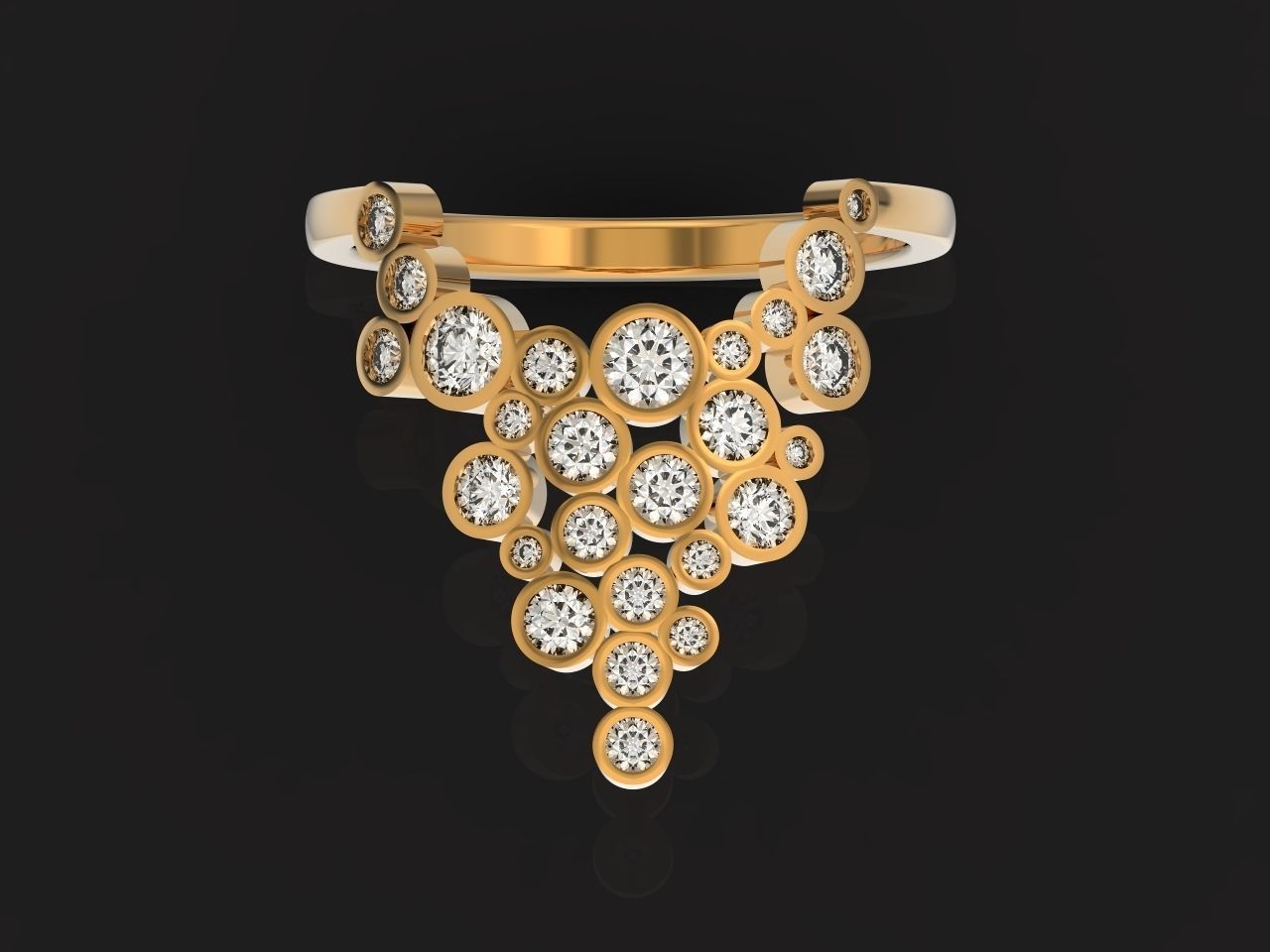 Geometric diamond bubbles ring 2722 3D print model_37