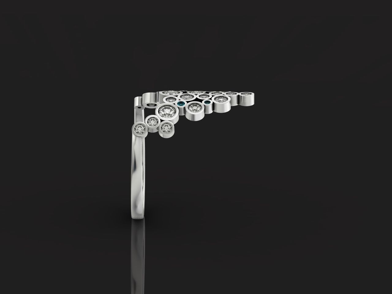 Geometric diamond bubbles ring 2722 3D print model_16